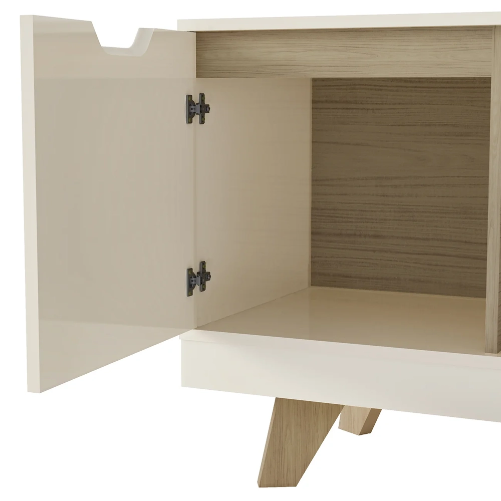 Rack Tv 65 Pol 160cm com 1 Porta Jaina Off White/Carvalho A09 - Mpozenato 