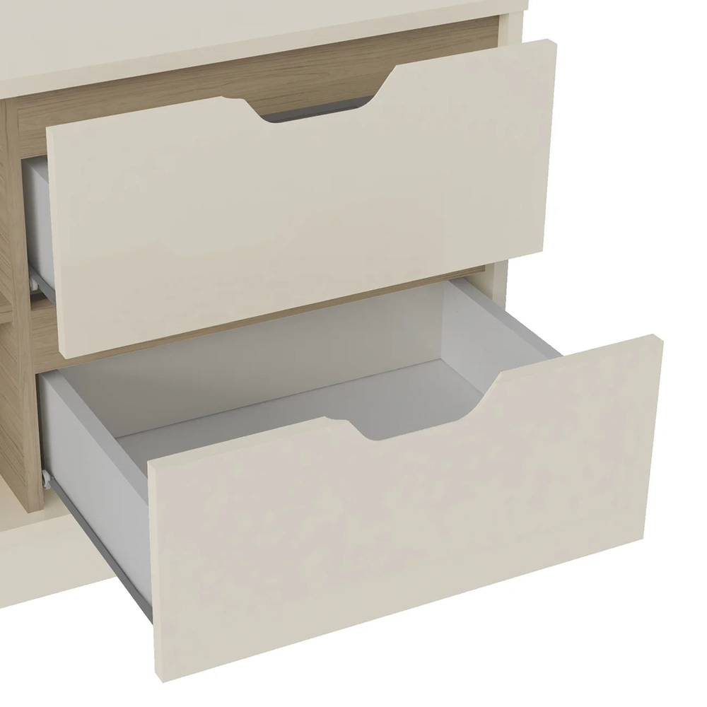 Rack Tv 65 Pol 160cm com 1 Porta Jaina Off White/Carvalho A09 - Mpozenato 