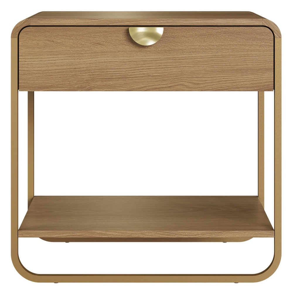 Mesa de Cabeceira Quarto 60cm 1 Gaveta Mario Hanover/Dourado A10 - Mpozenato