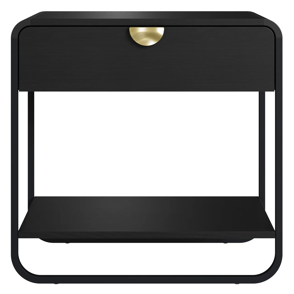 Mesa de Cabeceira Quarto 60cm 1 Gaveta Mario Nero/Preto A10 - Mpozenato