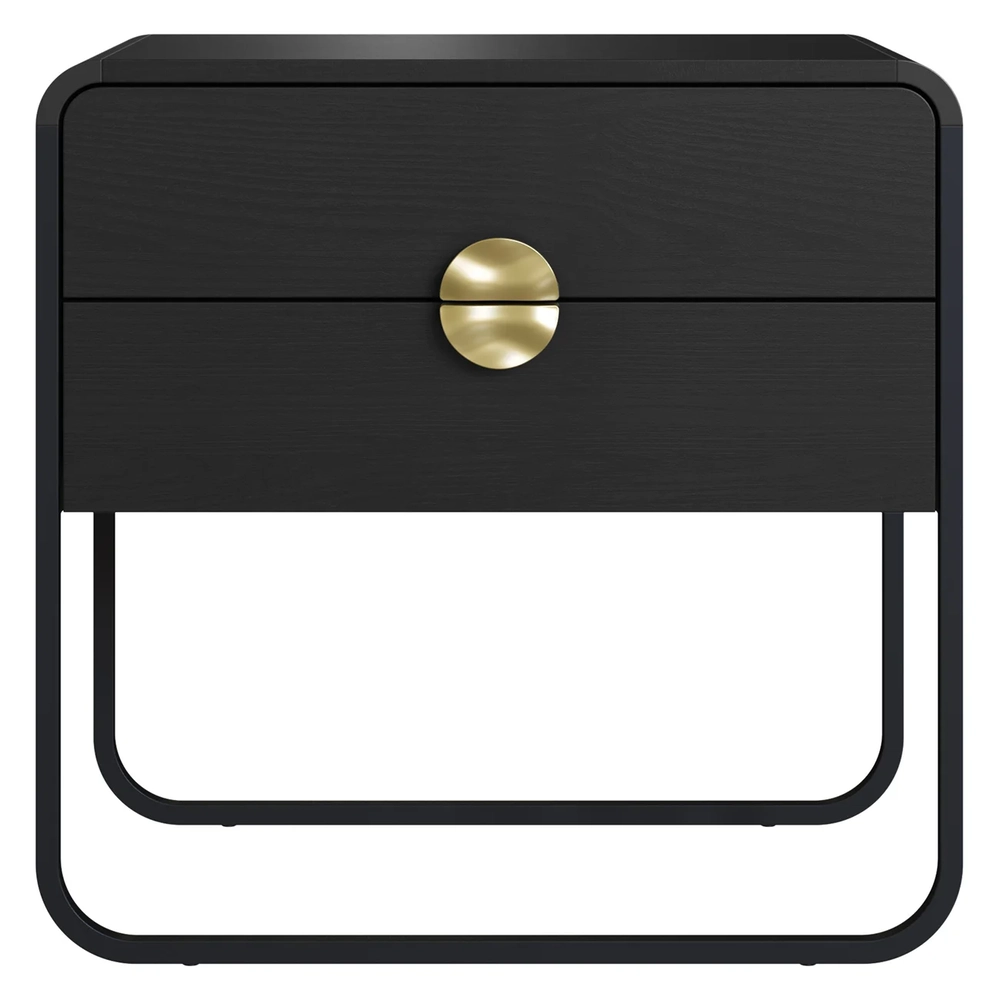 Mesa de Cabeceira Quarto 60cm 2 Gavetas Mario Nero/Preto A10 - Mpozenato