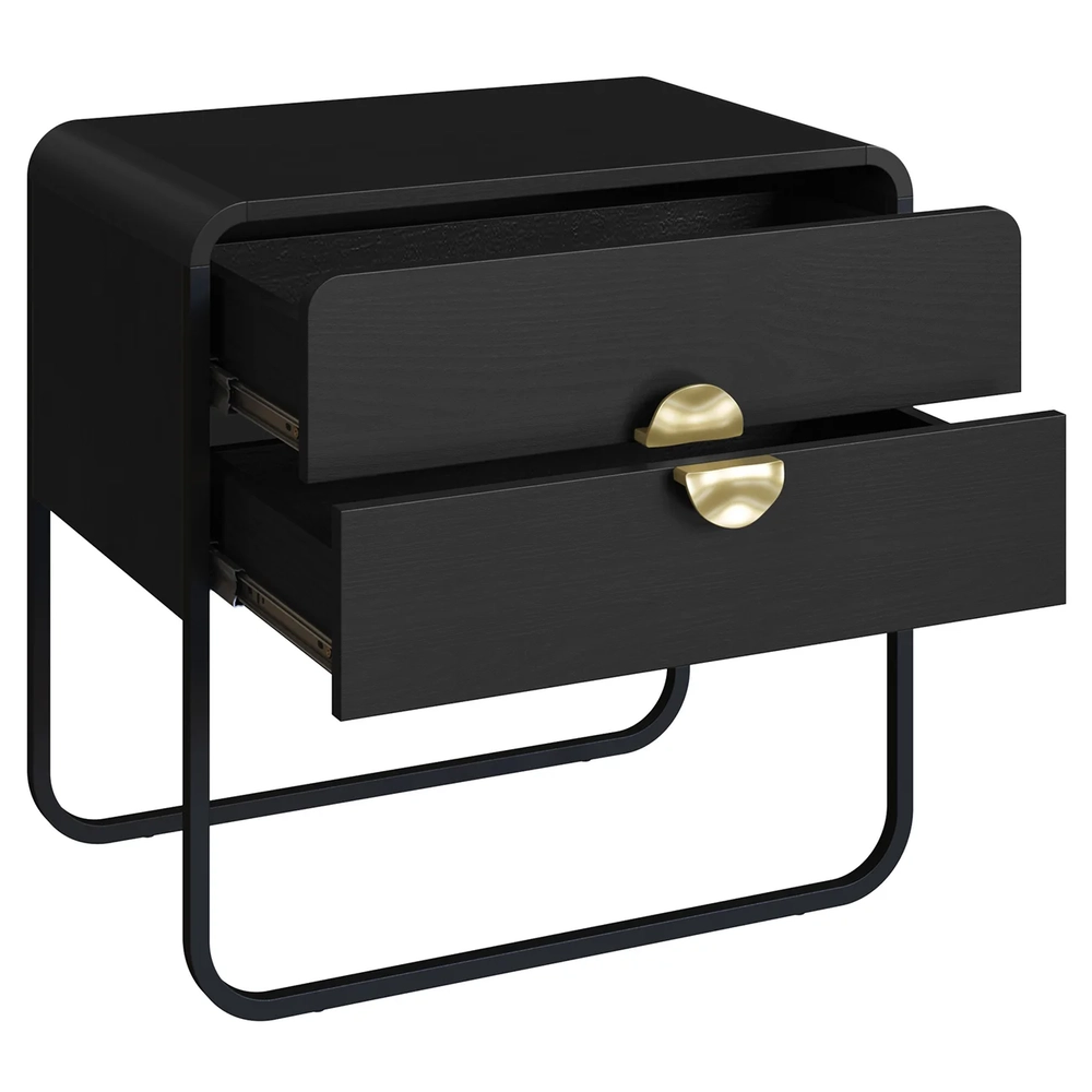 Mesa de Cabeceira Quarto 60cm 2 Gavetas Mario Nero/Preto A10 - Mpozenato