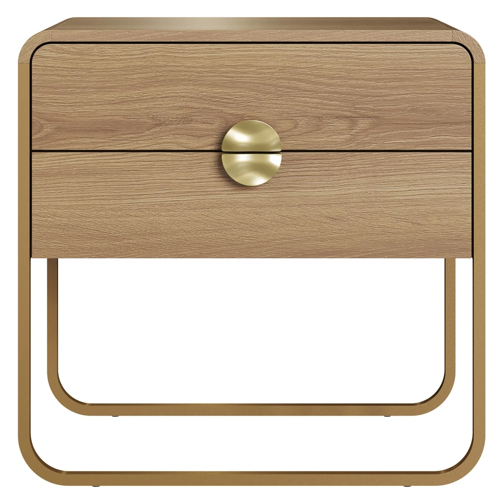 Mesa de Cabeceira Quarto 60cm 2 Gavetas Mario Hanover/Dourado A10 - Mpozenato