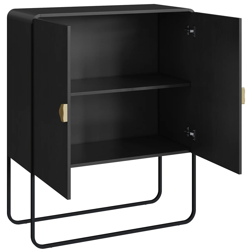 Balcão de Cozinha 90cm com 2 Portas Mario Nero/Preto A10    - Mpozenato