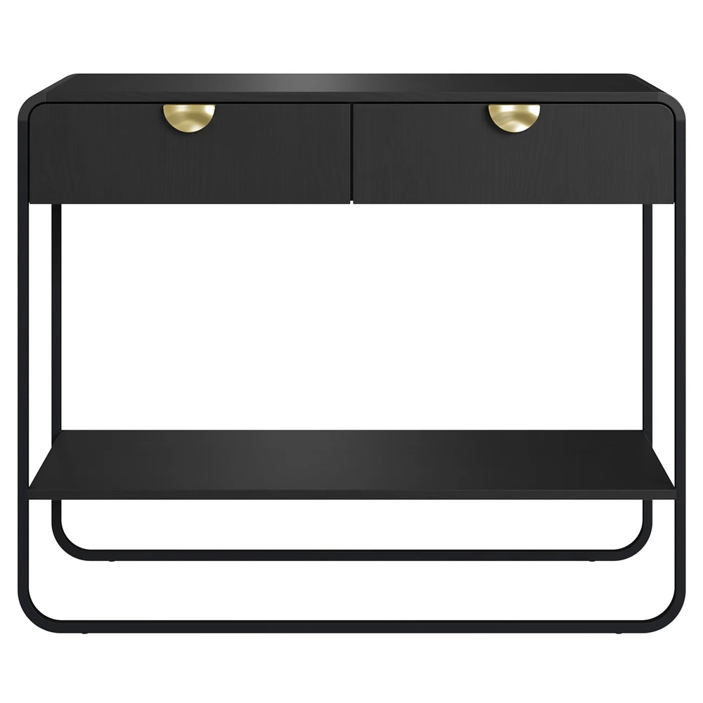 Aparador Sala de Estar 100cm 2 Gavetas Mario Nero/Preto A10 - Mpozenato