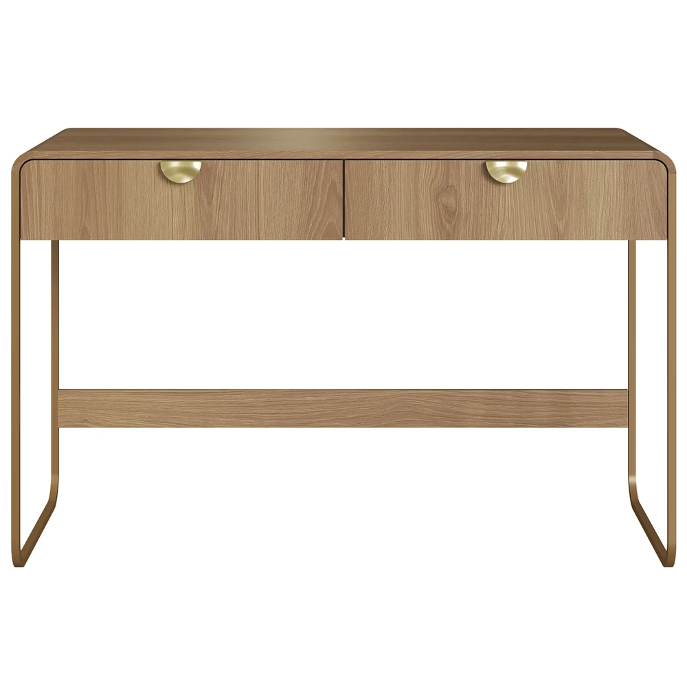 Escrivaninha Mesa com 2 Gavetas 125cm Mario Hanover/Dourado A10 - Mpozenato