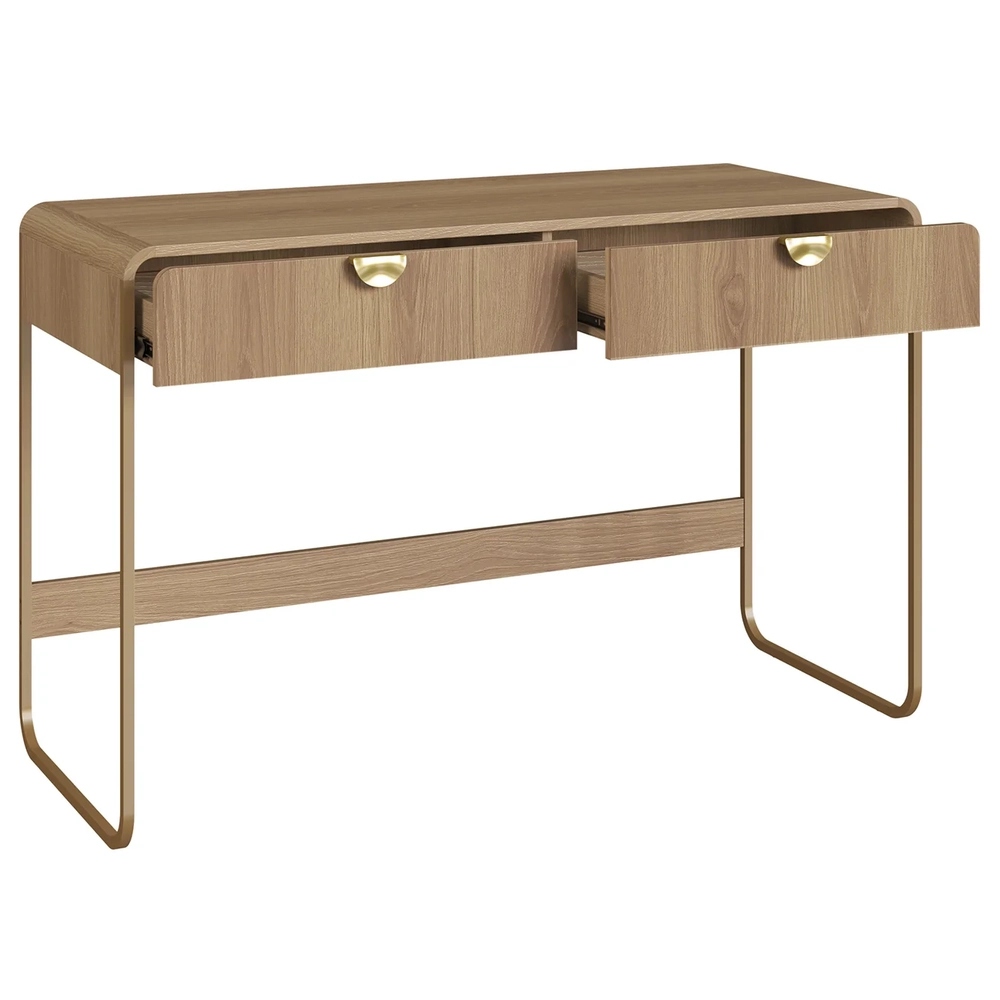 Escrivaninha Mesa com 2 Gavetas 125cm Mario Hanover/Dourado A10 - Mpozenato