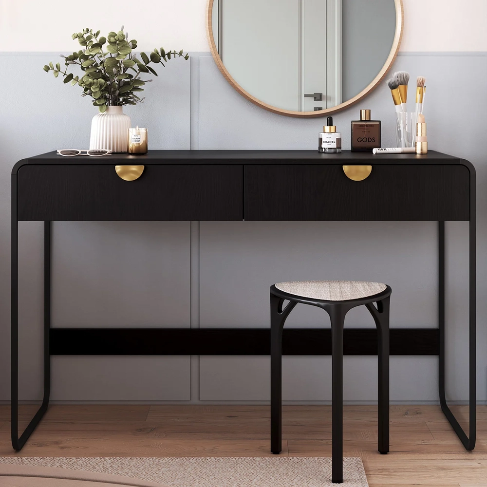 Escrivaninha Mesa com 2 Gavetas 125cm Mario Nero/Preto A10  - Mpozenato