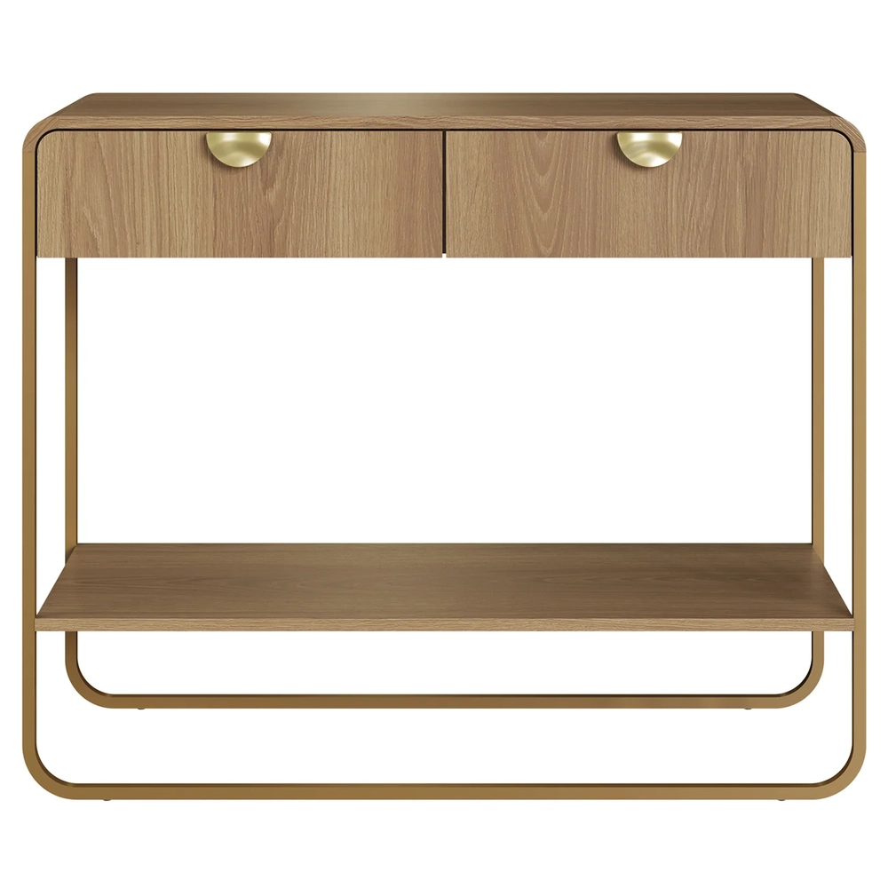 Aparador Sala de Estar 100cm 2 Gavetas Mario Hanover/Dourado A10 - Mpozenato