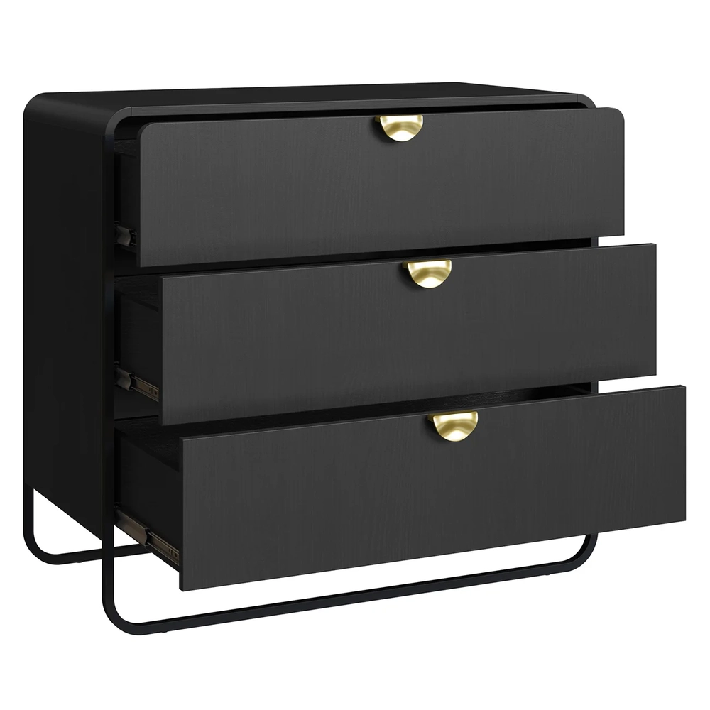 Cômoda Quarto Solteiro 90cm 3 Gavetas Mario Nero/Preto A10  - Mpozenato