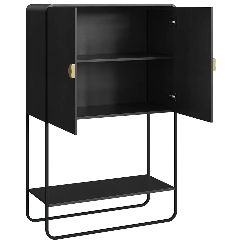 Balcão Aparador Bar 90cm com 2 Portas Mario Nero/Preto A10  - Mpozenato
