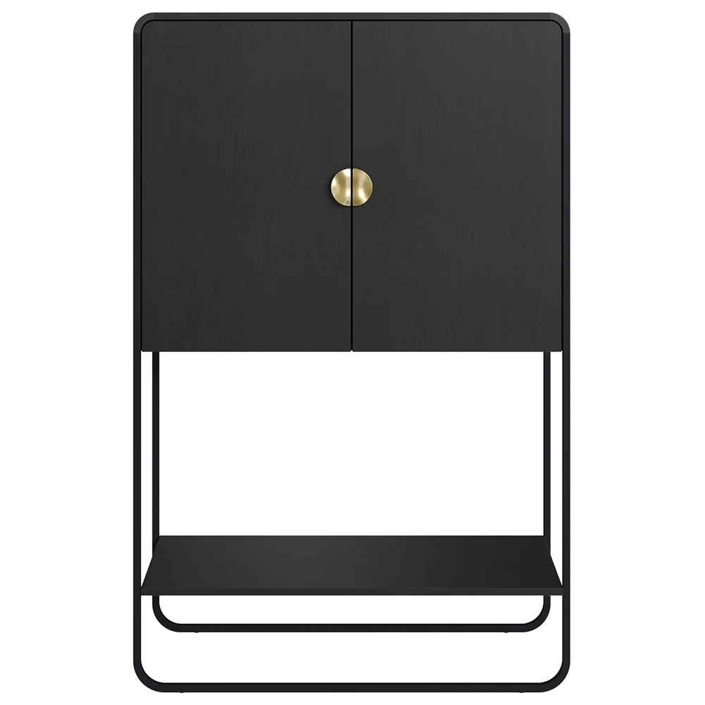 Balcão Aparador Bar 90cm com 2 Portas Mario Nero/Preto A10  - Mpozenato