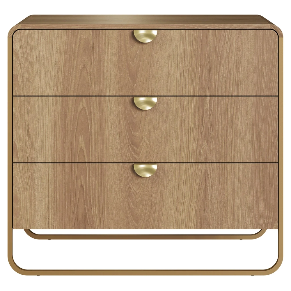 Cômoda Quarto Solteiro 90cm 3 Gavetas Mario Hanover/Dourado A10 - Mpozenato