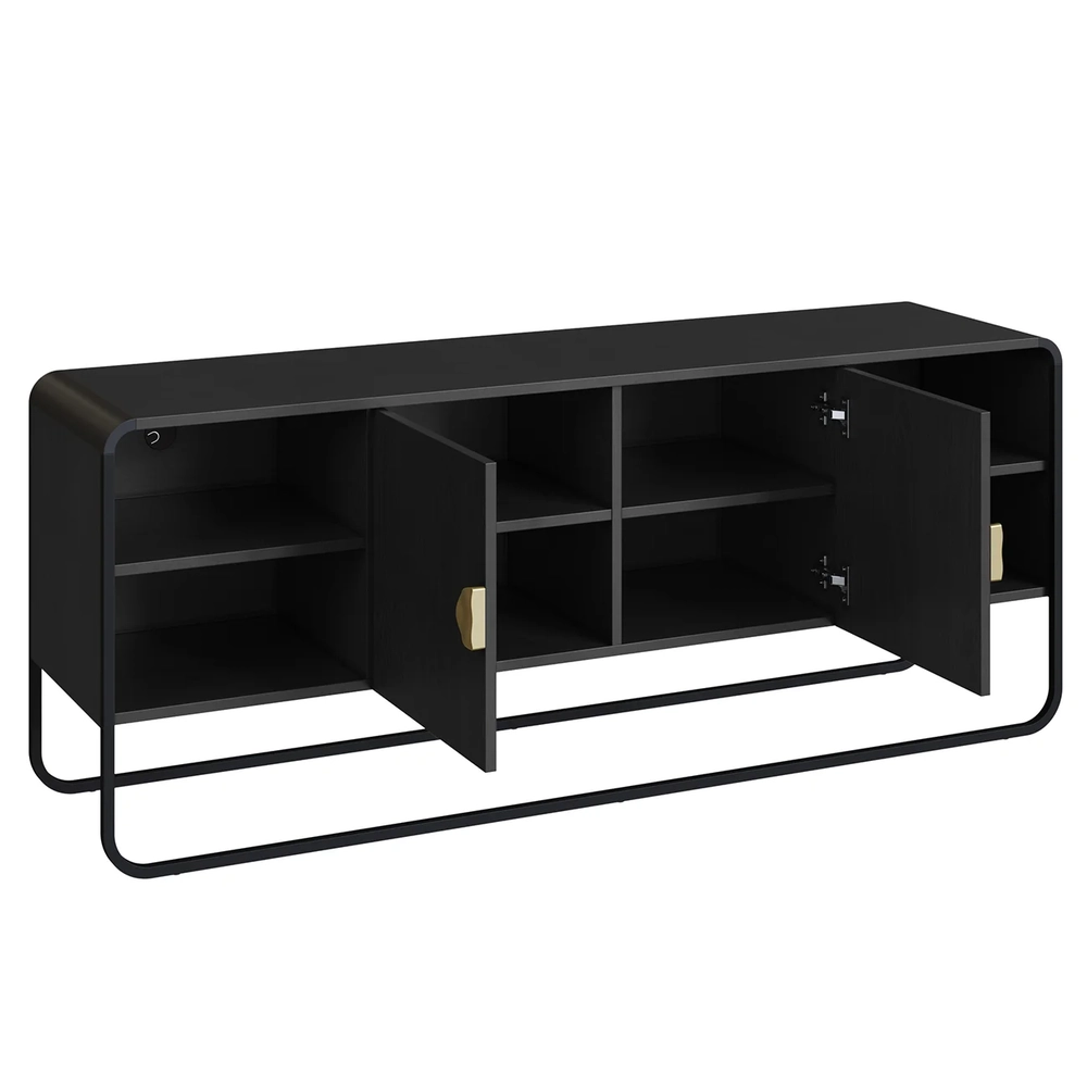 Rack Bancada Tv 65 Pol 150cm 2 Portas Mario Nero/Preto A10  - Mpozenato