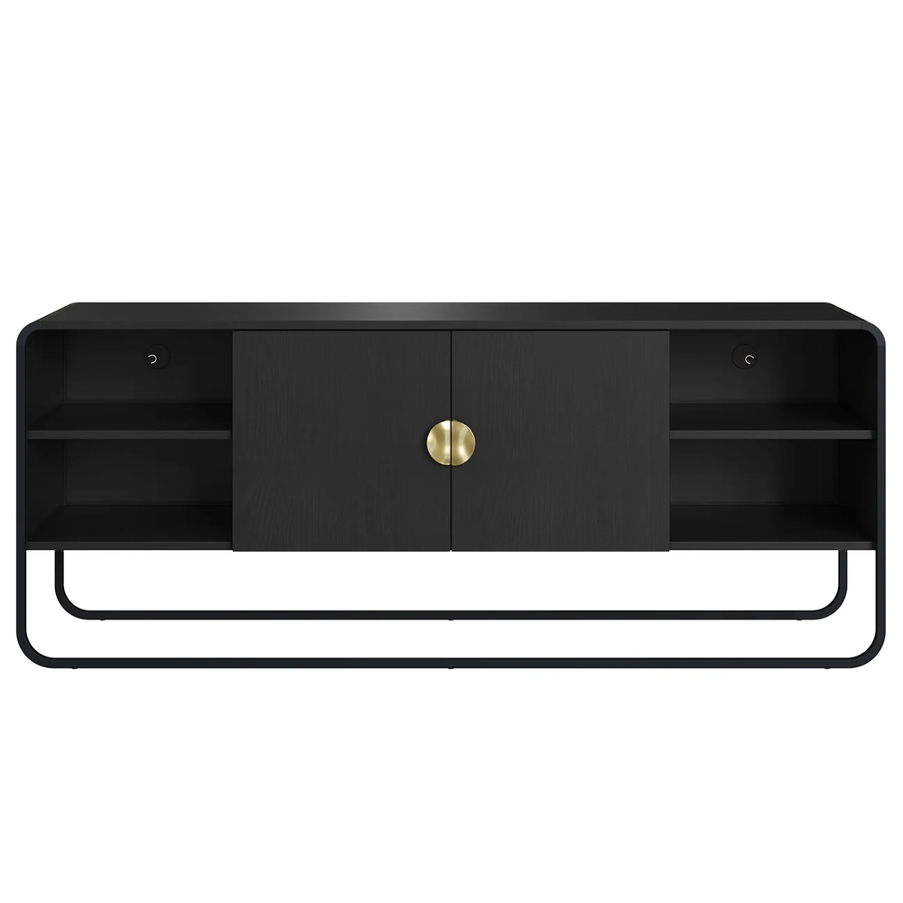 Rack Bancada Tv 65 Pol 150cm 2 Portas Mario Nero/Preto A10  - Mpozenato