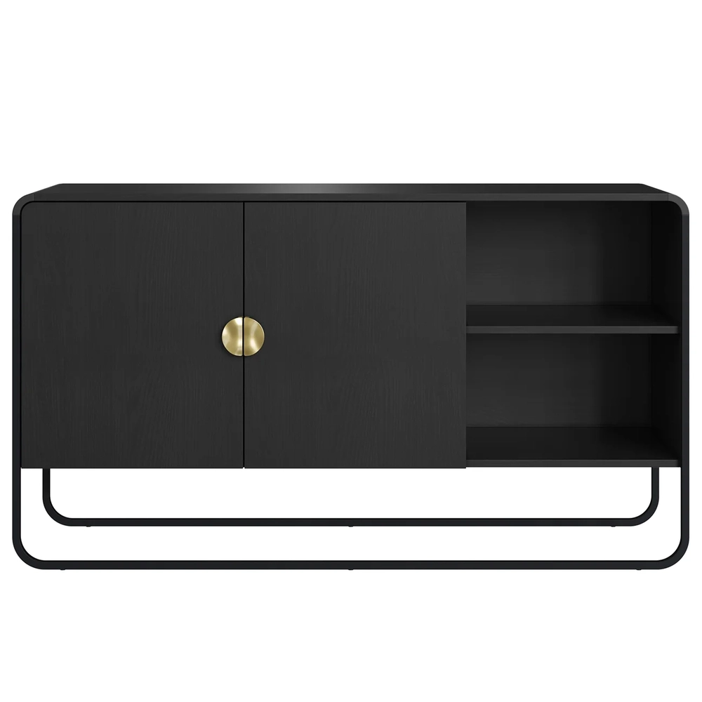 Buffet Aparador Para Sala 135cm 2 Portas Mario Nero/Preto A10 - Mpozenato