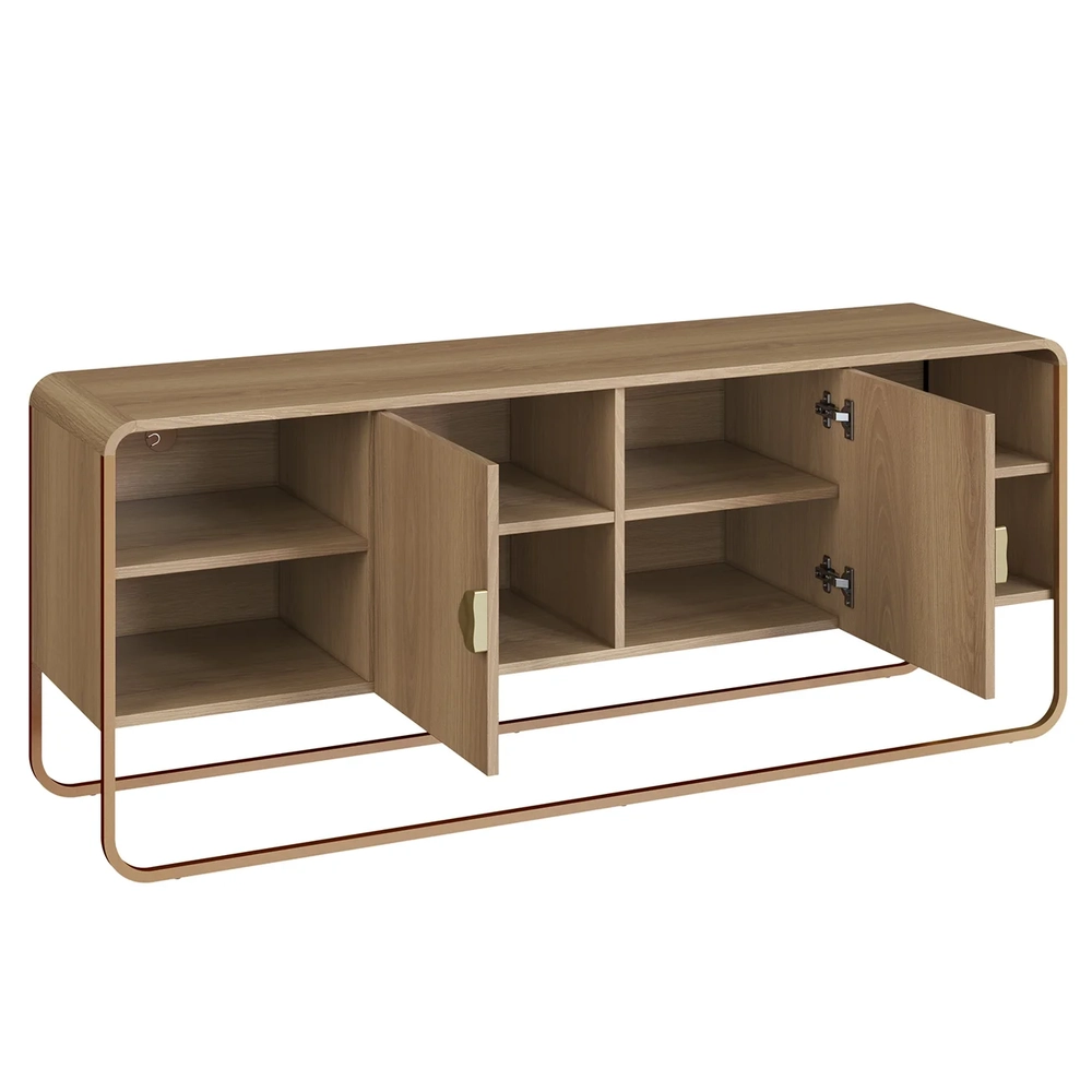 Rack Bancada Tv 65 Pol 150cm 2 Portas Mario Hanover/Dourado A10 - Mpozenato