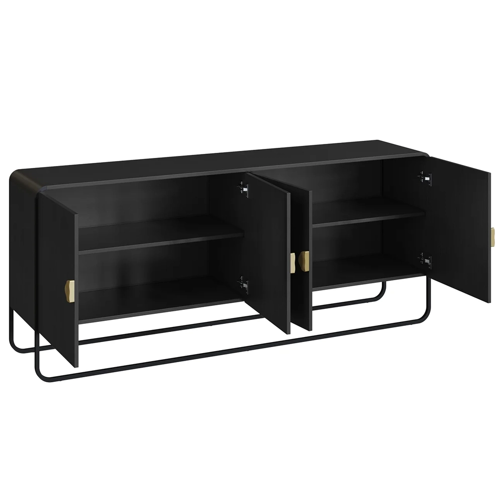 Buffet Aparador Sala 180cm 4 Portas Mario Preto/Nero A10    - Mpozenato
