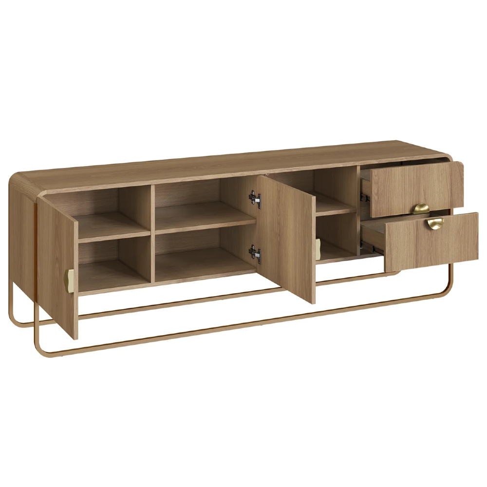 Rack Bancada Tv 70 Pol 180cm 2 Portas Mario Hanover/Dourado A10 - Mpozenato