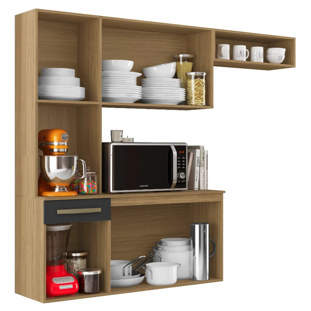 Armário de Cozinha Compacta 160cm Lora Atacama/Grafite A15 - Mpozenato 