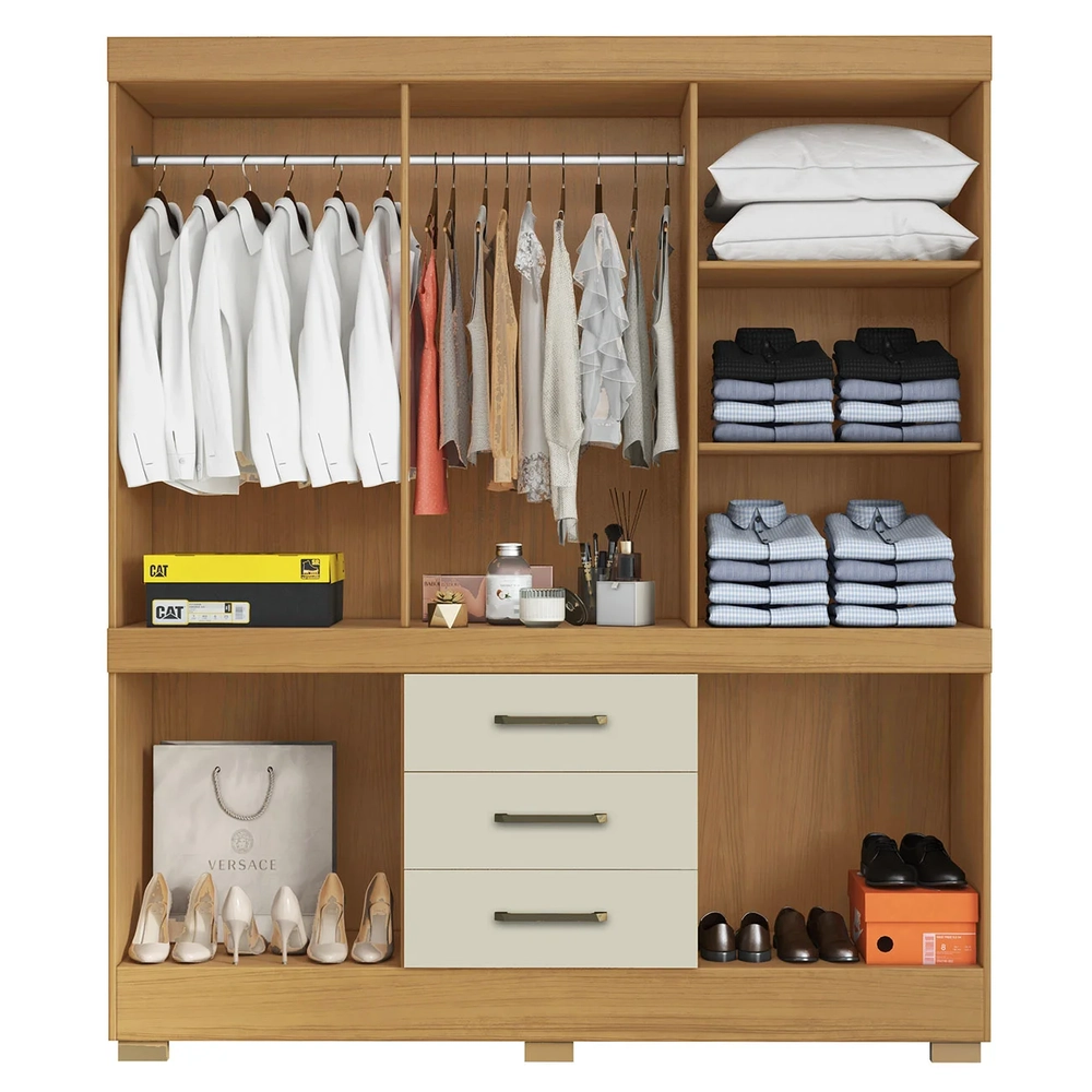 Guarda Roupa Casal 180cm 10 Portas Deno Cinamomo/Areia A15 - Mpozenato 