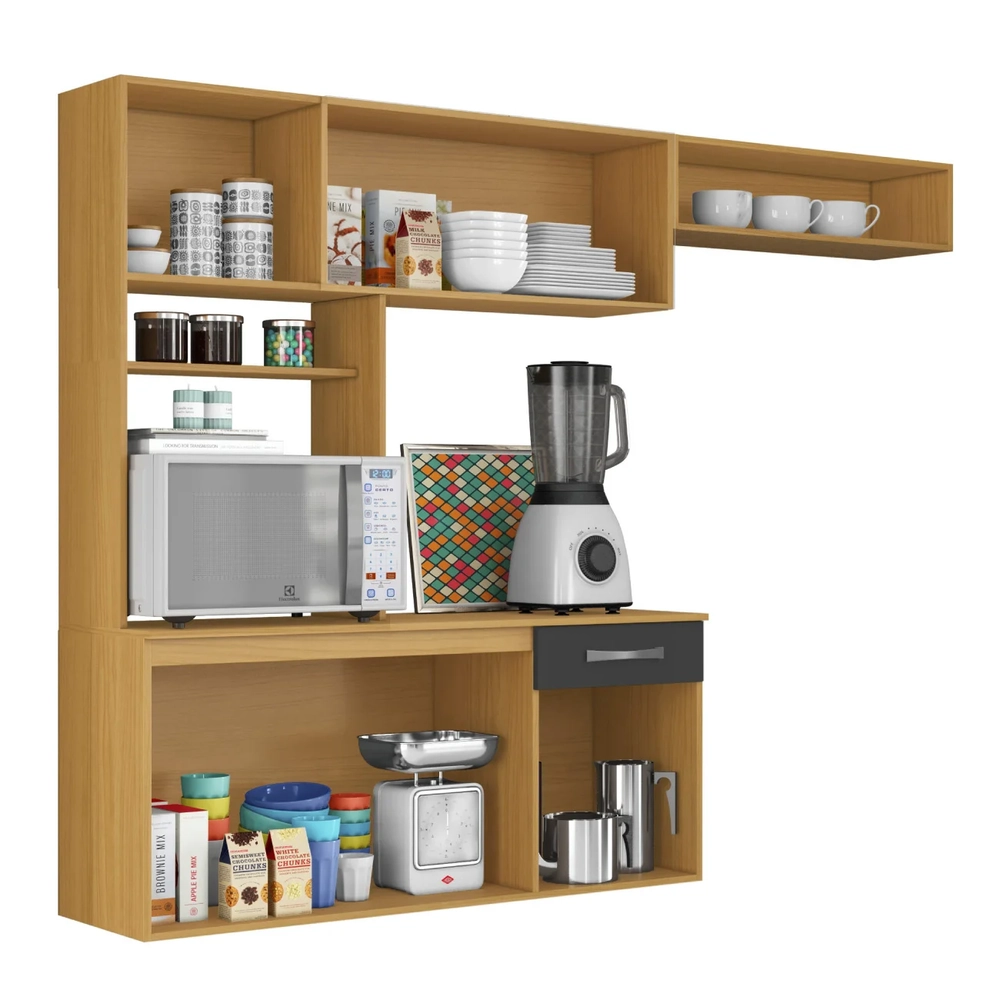 Armário de Cozinha Compacta 180cm Maxyn Cinamomo/Grafite A15 - Mpozenato 