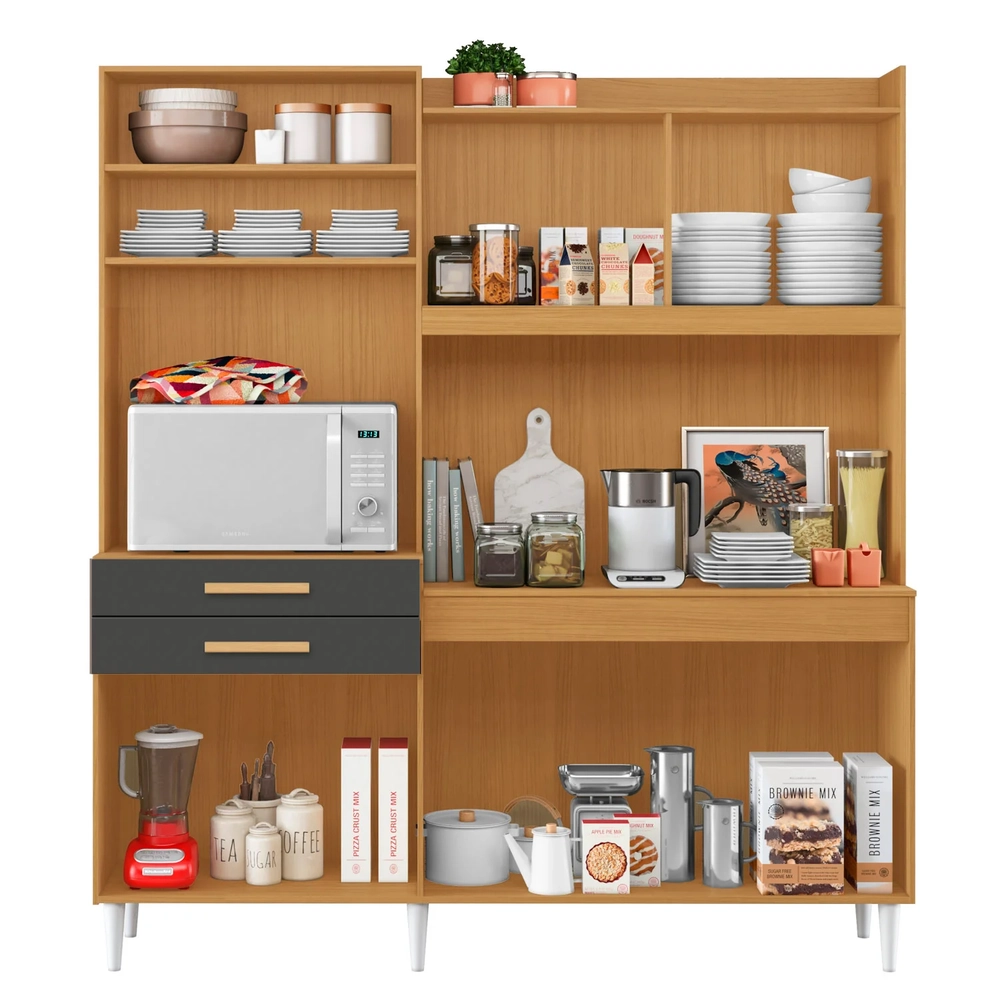 Armário de Cozinha Compacta 182cm Noir Cinamomo/Grafite A15 - Mpozenato