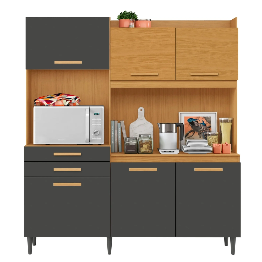 Armário de Cozinha Compacta 182cm Noir Cinamomo/Grafite A15 - Mpozenato