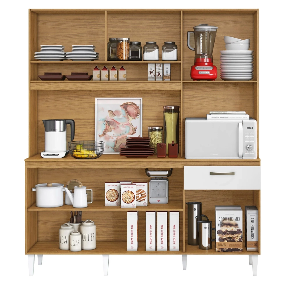 Armário de Cozinha Compacta 160cm Sovira Cinamomo/Branco A15 - Mpozenato 