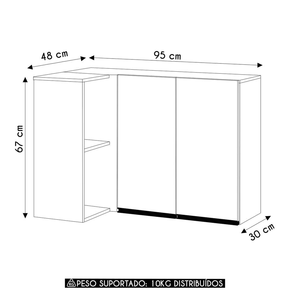 Armário de Cozinha Aéreo 95cm Sirelian Atacama/Branco A15  - Mpozenato 