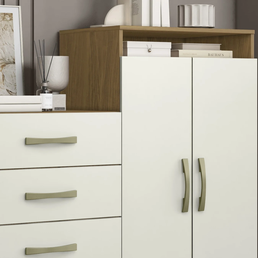 Cômoda Quarto Solteiro 120cm 4 Gavetas Iago Atacama/Off A15 - Mpozenato 