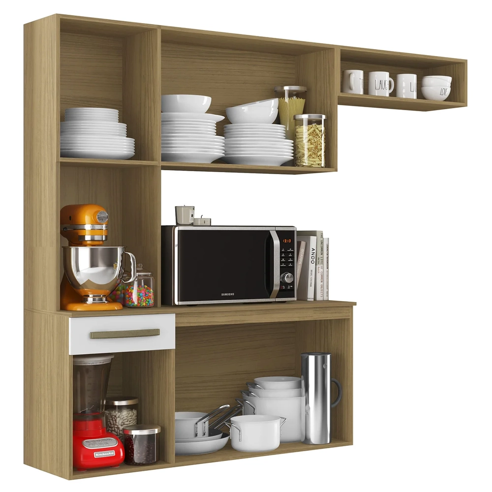 Armário de Cozinha Compacta 160cm Lora Atacama/Branco A15 - Mpozenato 