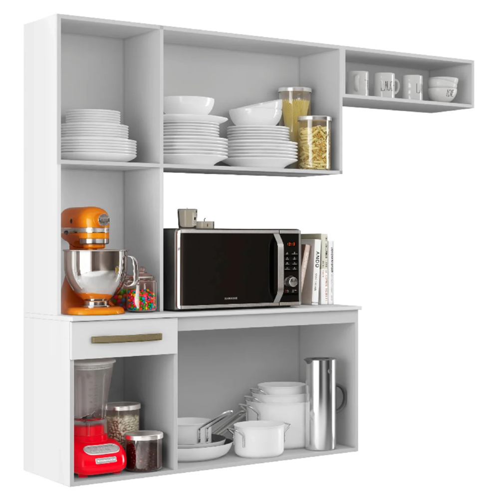 Armário de Cozinha Compacta 160cm Lora Branco A15 - Mpozenato