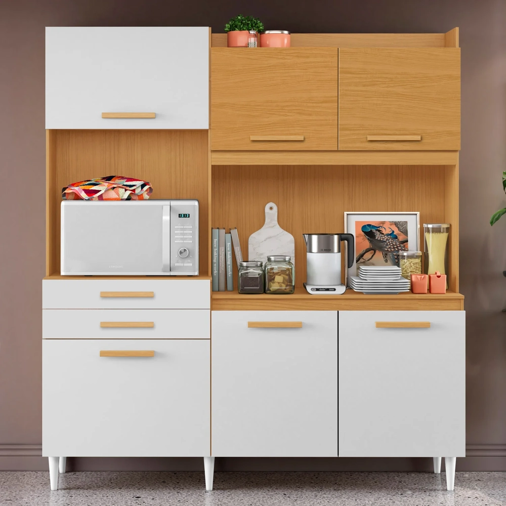 Armário de Cozinha Compacta 182cm Noir Cinamomo/Branco A15 - Mpozenato