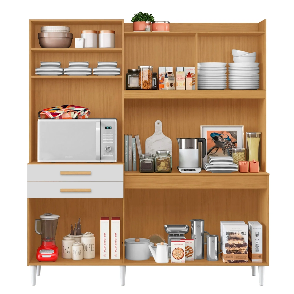 Armário de Cozinha Compacta 182cm Noir Cinamomo/Branco A15 - Mpozenato