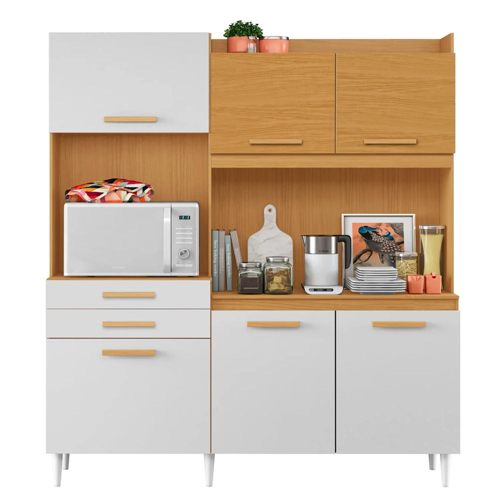 Armário de Cozinha Compacta 182cm Noir Cinamomo/Branco A15 - Mpozenato