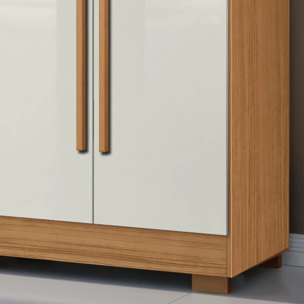 Guarda Roupa Solteiro 154cm 4 Portas Raiz Cinamomo/Off A15 - Mpozenato 