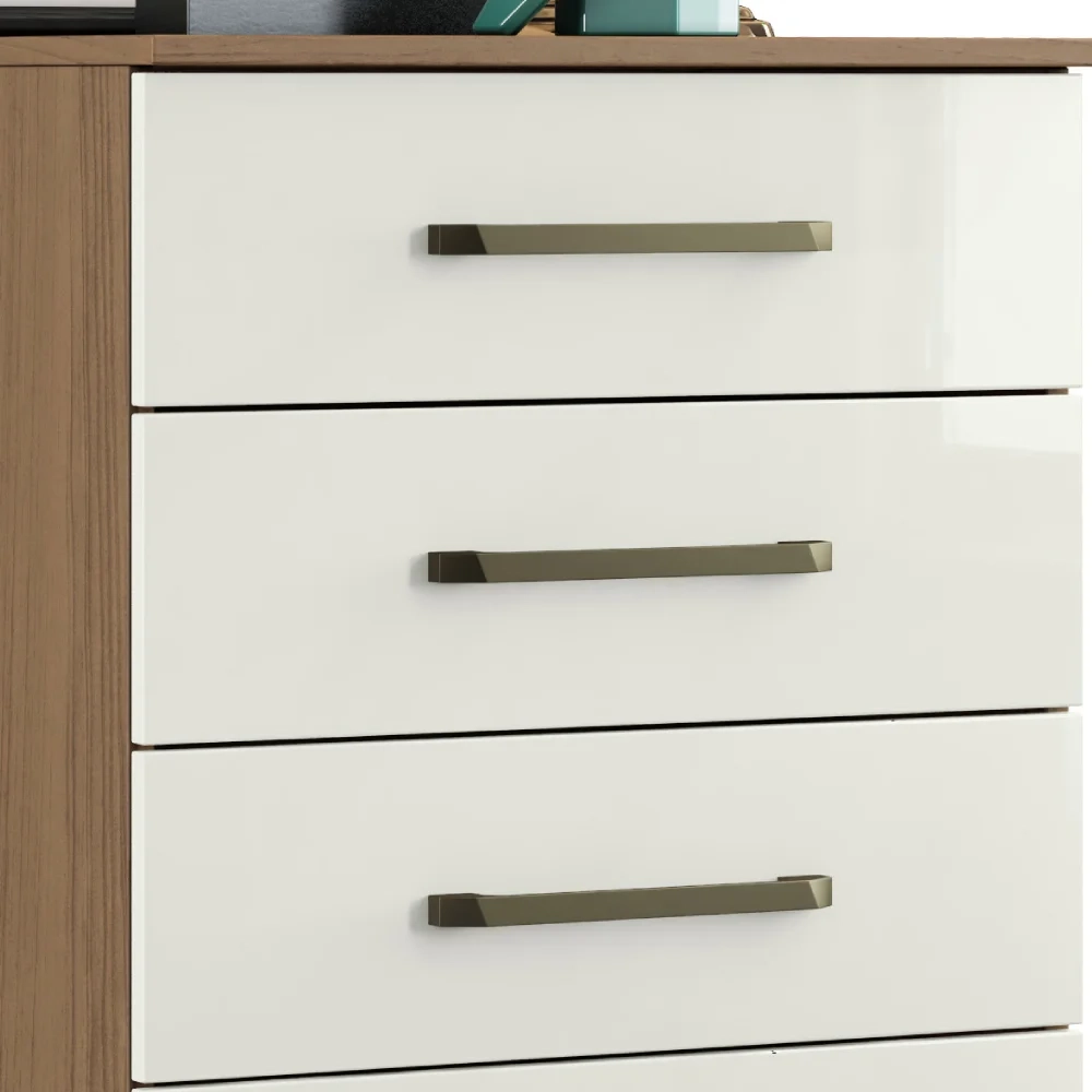 Cômoda Quarto Solteiro 61cm 5 Gavetas Velma Atacama/Off A15 - Mpozenato 