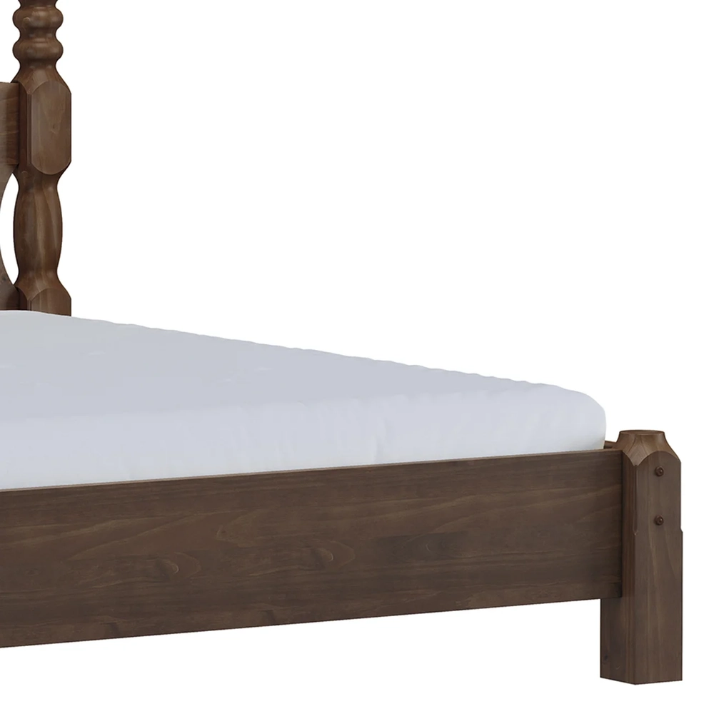 Cama Casal Clássica 140cm Pé Madeira Eduarda Café F07       - Mpozenato