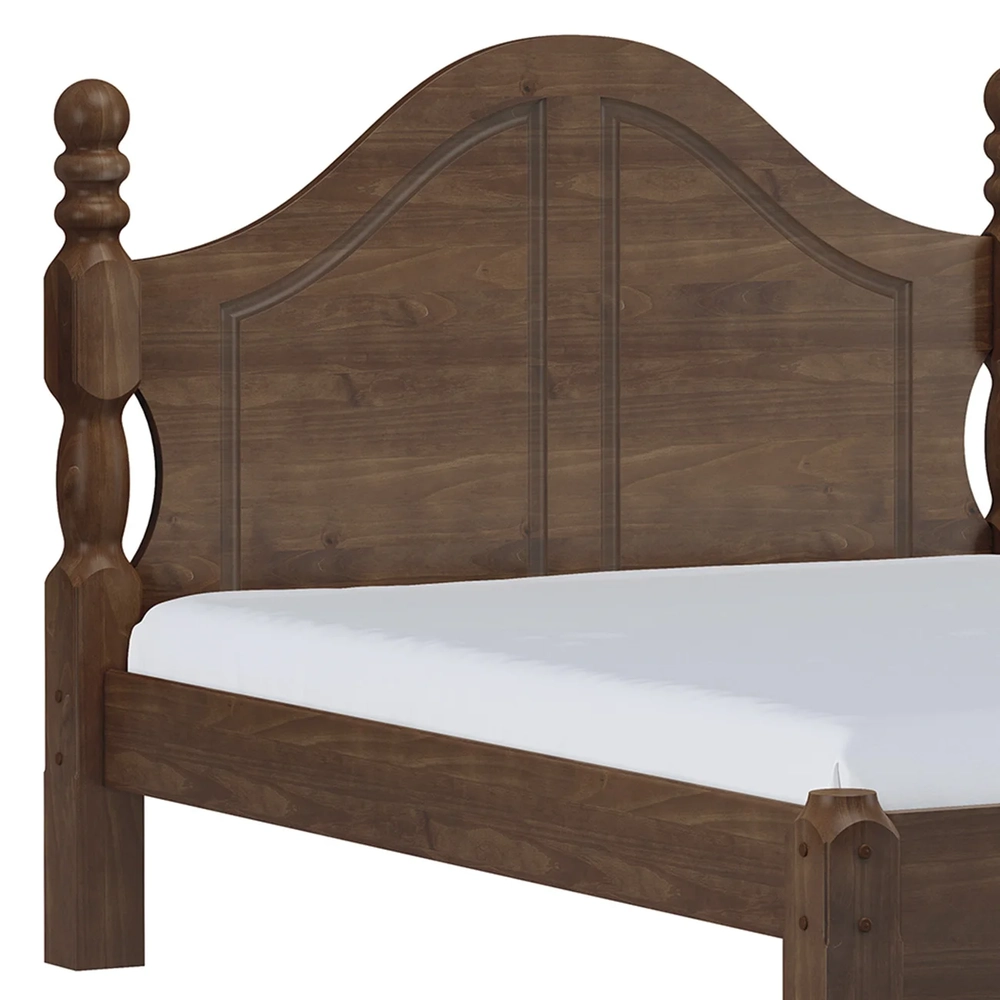 Cama Casal Clássica 140cm Pé Madeira Eduarda Café F07       - Mpozenato