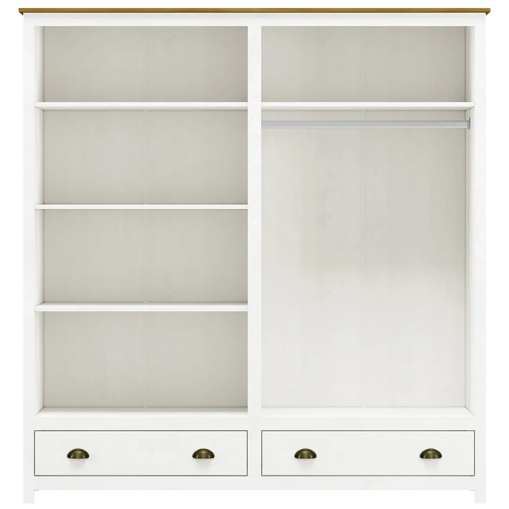 Guarda Roupa Casal 176cm 4 Portas 2 Gavetas Lázio Branco/Freijó F07 - Mpozenato