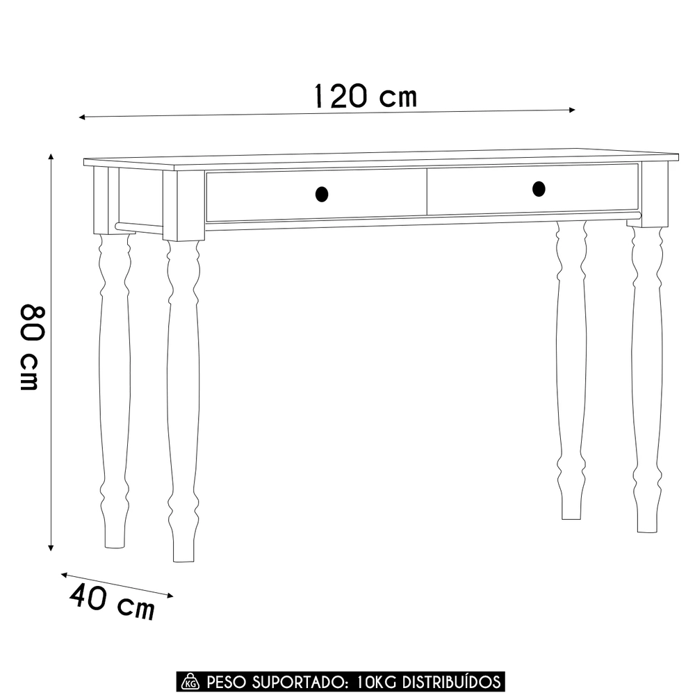 Aparador de Sala 120cm 2 Gavetas Pé Madeira Rubia Café F07 - Mpozenato