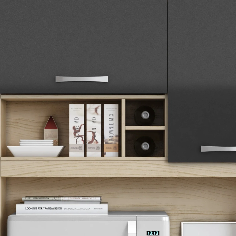 Armário de Cozinha Compacta 91cm Morgan Avena/Grafite A15 - Mpozenato