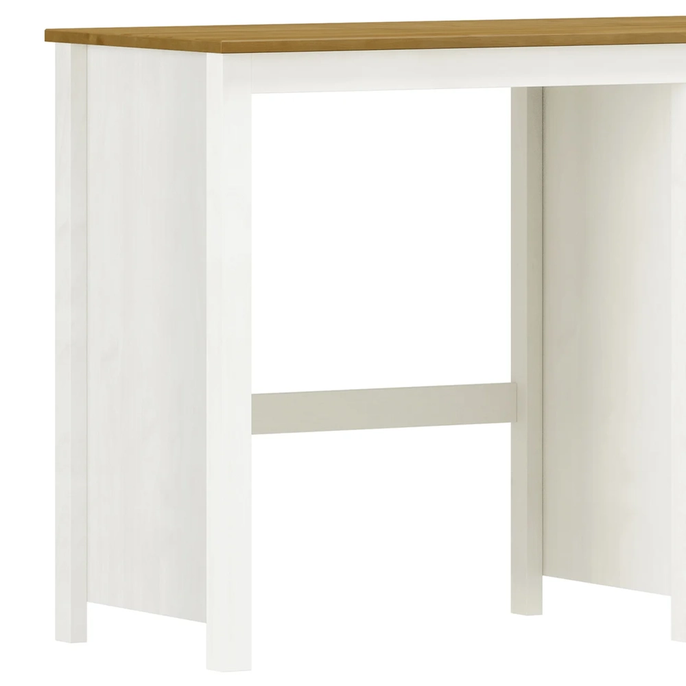 Escrivaninha 110cm 2 Gavetas Home Office Lázio Branco/Freijó F07 - Mpozenato