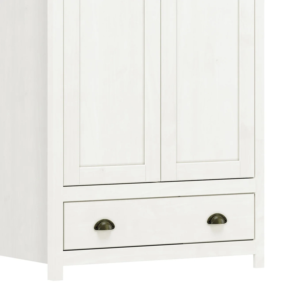 Guarda Roupa Solteiro 91cm 2 Portas 1 Gaveta Lázio Branco/Freijó F07 - Mpozenato