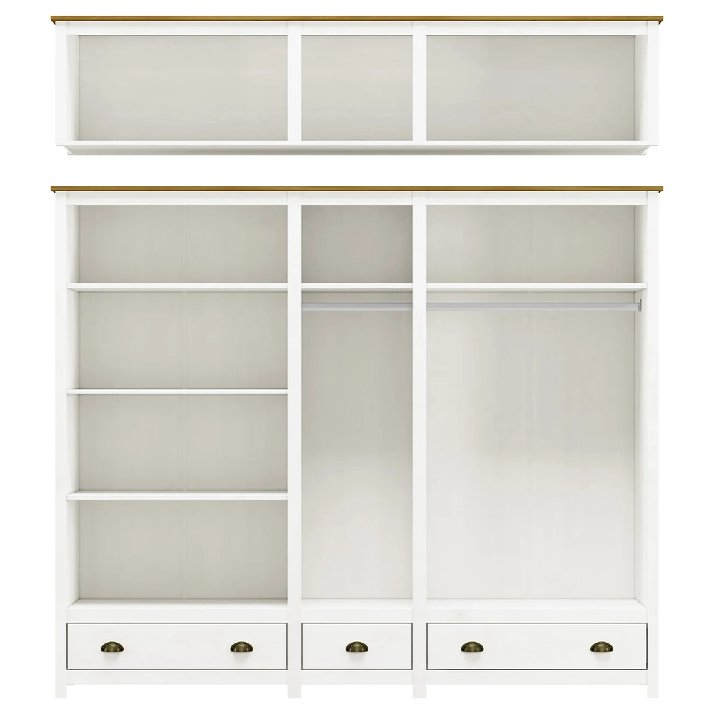 Guarda Roupa Casal 221cm 10 Portas 3 Gavetas Lázio Branco/Freijó F07 - Mpozenato