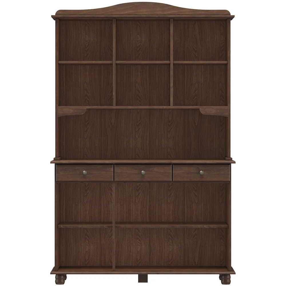 Cristaleira Portas de Vidro 129cm Pé Madeira Rubia Café F07 - Mpozenato