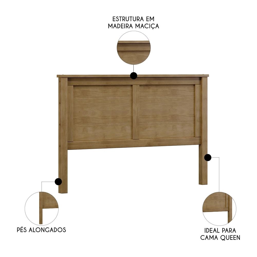Cabeceira Cama Box Casal Queen 160cm Lázio Freijó F07       - Mpozenato