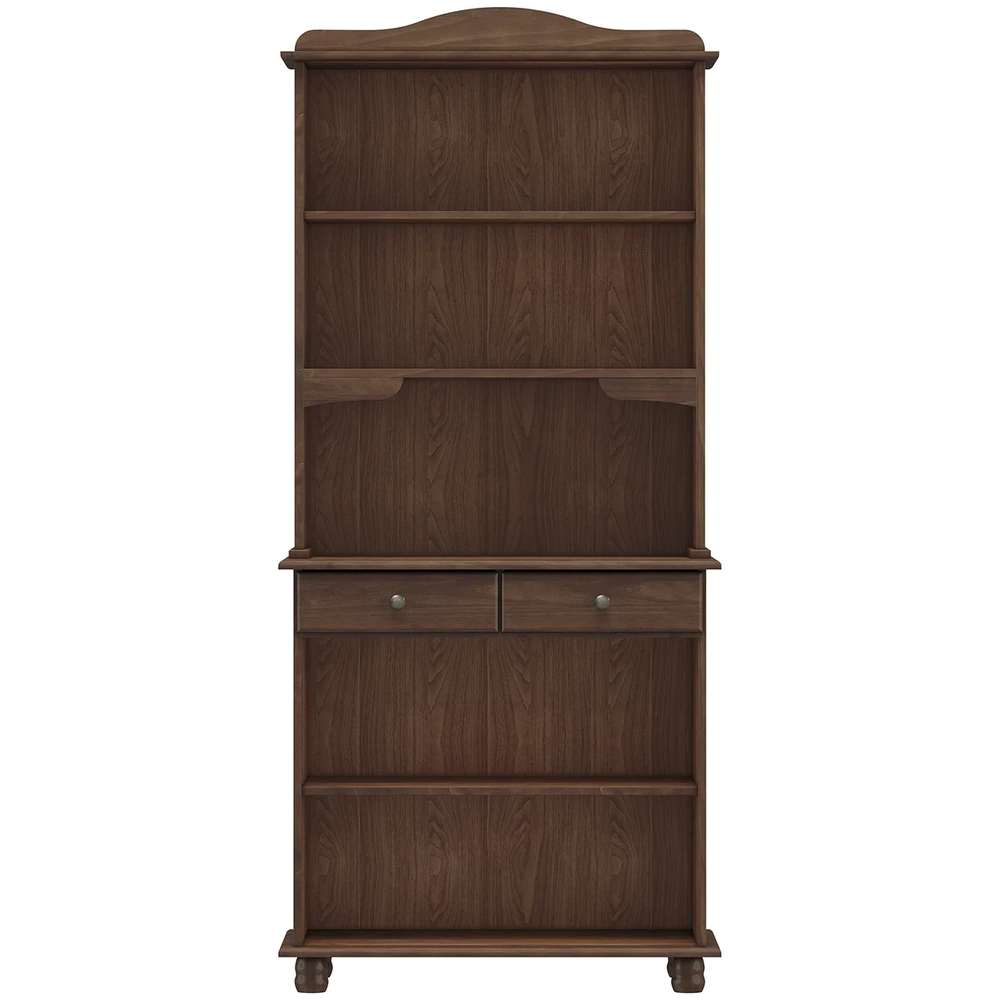 Cristaleira Com Portas Vidro 88cm Pé Madeira Rubia Café F07 - Mpozenato