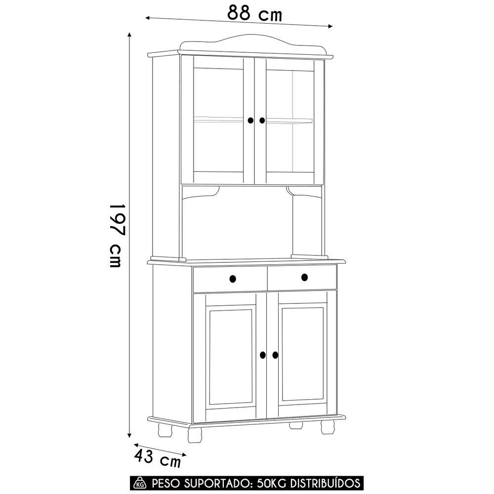 Cristaleira Com Portas Vidro 88cm Pé Madeira Rubia Café F07 - Mpozenato